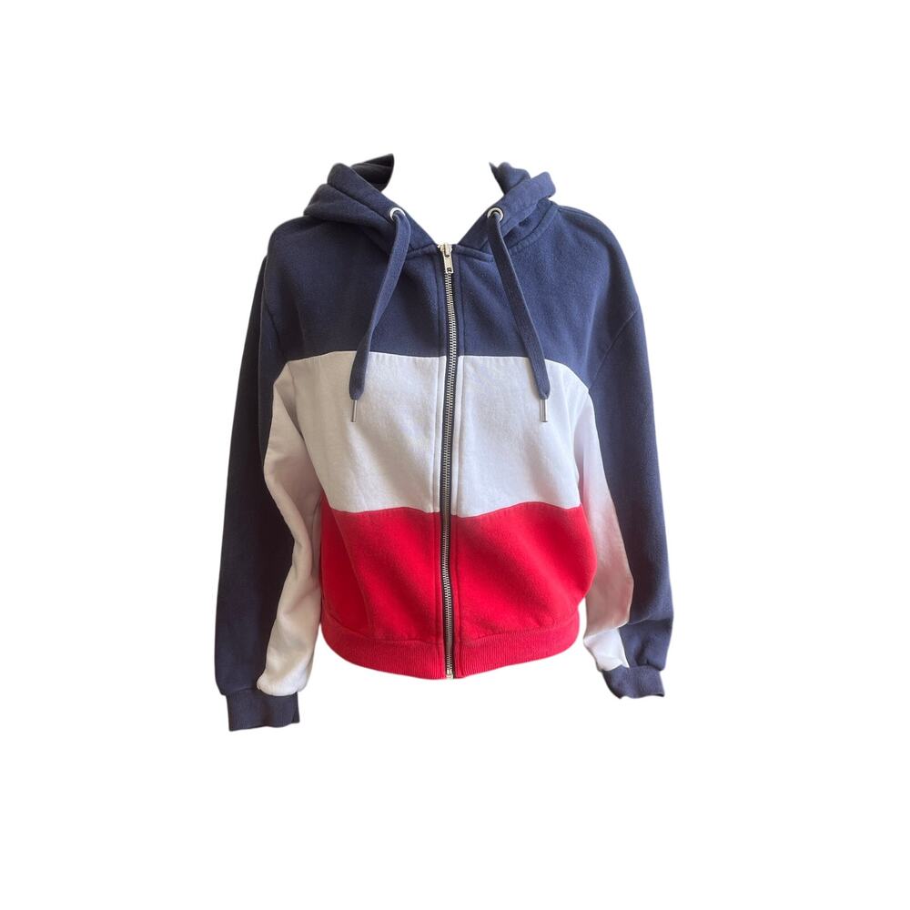 Divided Color-block Retro Zip Up Hoodie - Picture 2 of 5